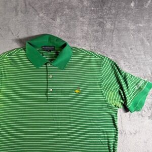 Masters Collection Golf Polo Shirt Striped Embroidered Logo Green XL (READ)